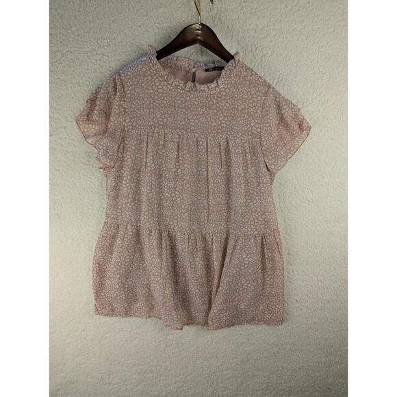 Pretty Garden Women's Ruffle Flowy Lightweight Blouse SIZE M - Picture 1 of 8